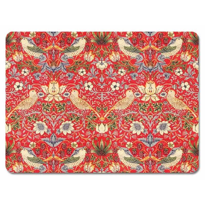 Melamine William Morris Red Strawberry Thief floral tablemats