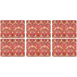 Set of 6 Melamine William Morris Red Strawberry Thief floral table mats