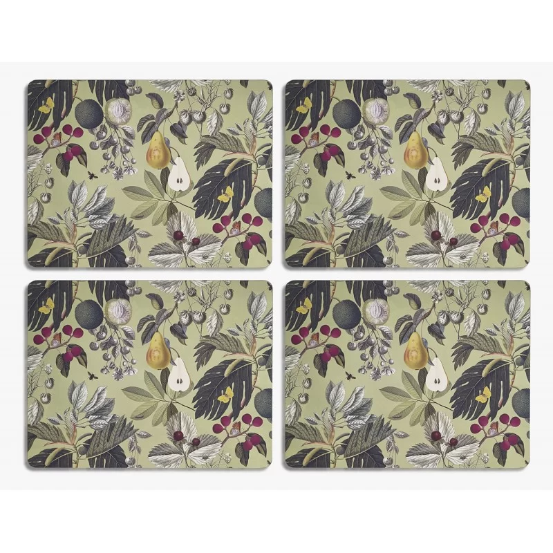 Kew Gardens table mats fruit and floral pattern all 4