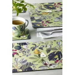 Kew Gardens tablemats fruit and floral pattern set out on dining table