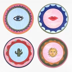 Eleanor Bowmer Electric Coast Icon round placemats, all 4 bold vibrant designs