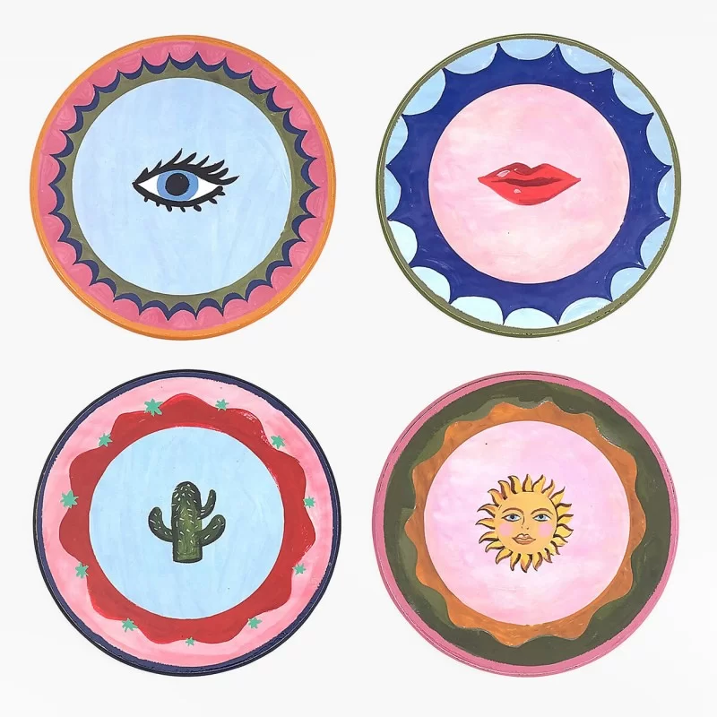 Eleanor Bowmer Electric Coast Icon round placemats, all 4 bold vibrant designs
