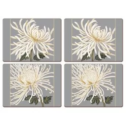 Set of 4 grey and white floral tablemats by Cala Home, Summer Mums design