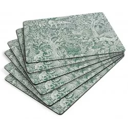 Fanned view of green Tapestry Sage placemats by Pimpernel