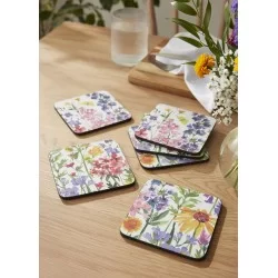 Lifestyle Pimpernel Wildflowers coasters on table