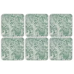 Green Tapestry Sage Pimpernel coasters all 6