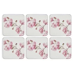 Pink Blossom coasters by Pimpernel all 6
