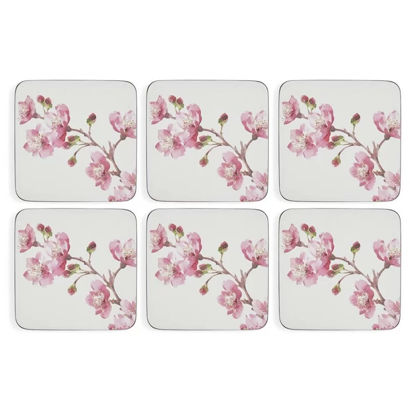 Pink Blossom coasters by Pimpernel all 6