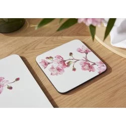 Lifestyle Pimpernel Pink Blossom drinks coaster on table