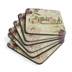 Olive Orchard coasters by Pimpernel fanned out view