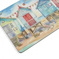 Corner view of Beach Huts placemat from Pimpernel