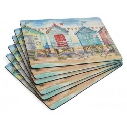 Beach Huts placemats from Pimpernel fanned out