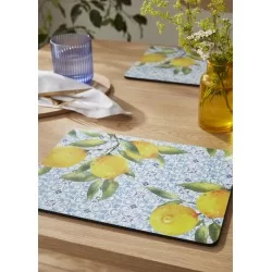 Pimpernel Amalfi Lemons tablemas on wooden table