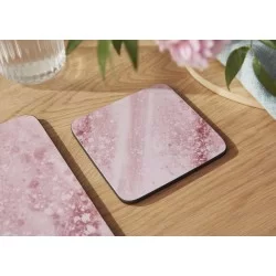 Lifestyle view of Mineral Rose Quartz coaster set by Pimpernel