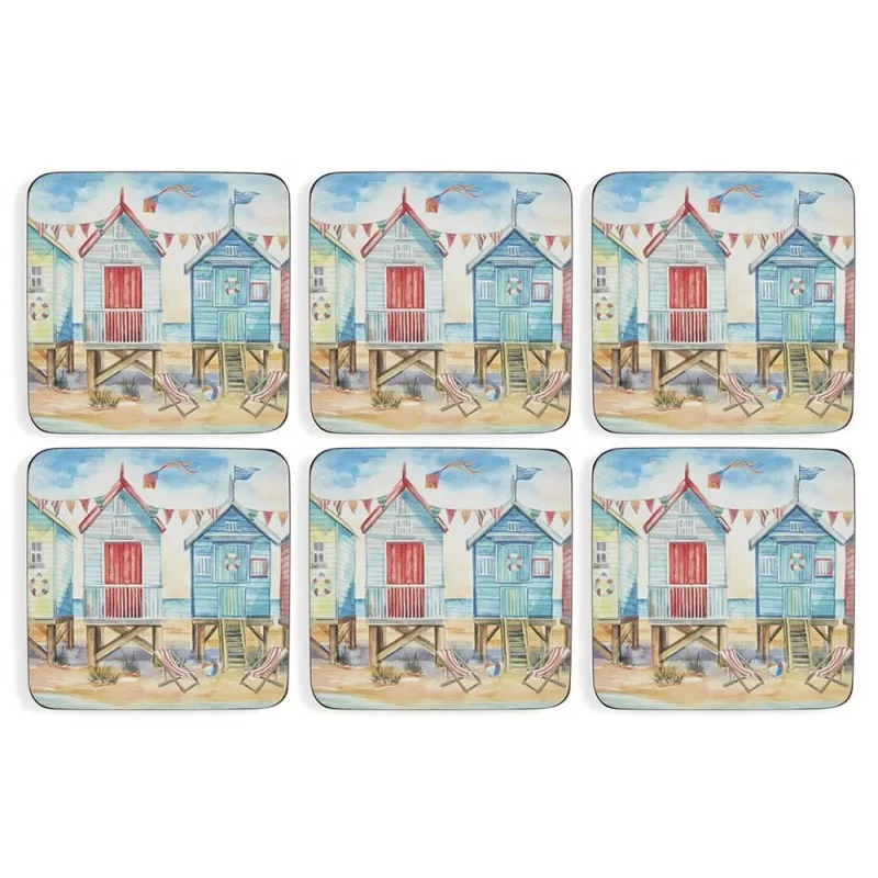 Seaside view Beach Huts Pimpernel coasters