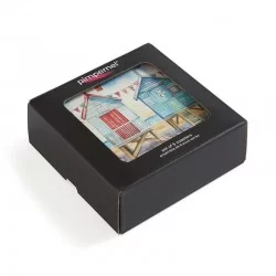 Beach Huts Pimpernel coasters packaging box