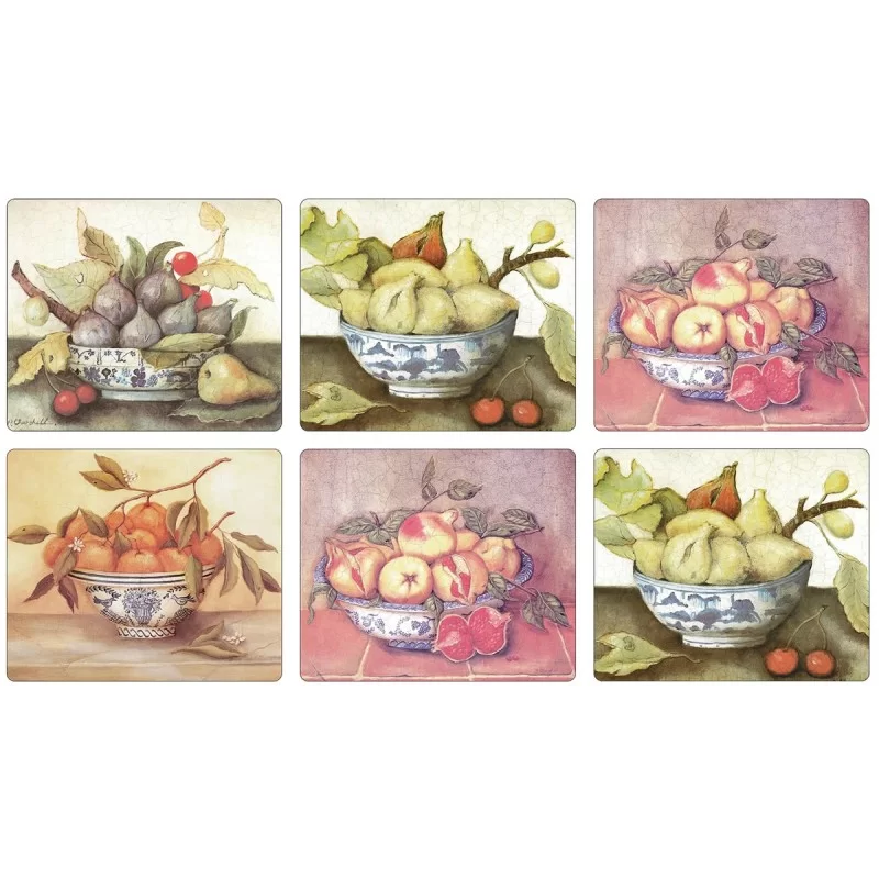 Mediterranean Fruit tablemats melamine by Lady Clare all 6 place mats