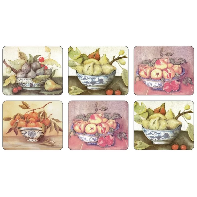 Mediterranean Fruit coaster set melamine by Lady Clare all 6 coasters