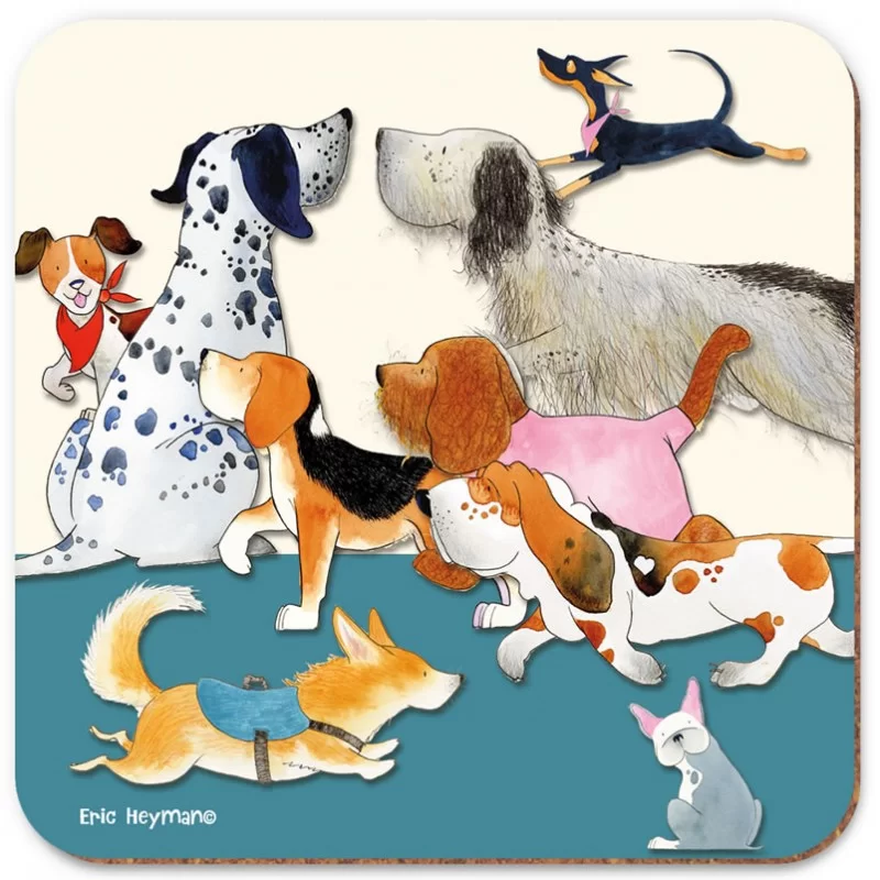 Dog coasters by Emma Ball Paw Club Blue