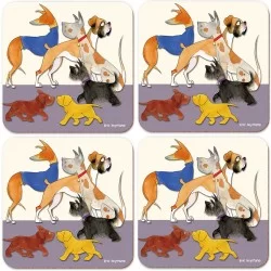 Dog coaster set by Emma Ball Paw Club Purple all 4