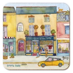 British high street drinks coaster set design 1 with yellow car