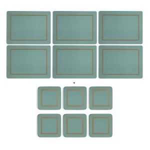 Light green classic pimpernel placemats and coasters set