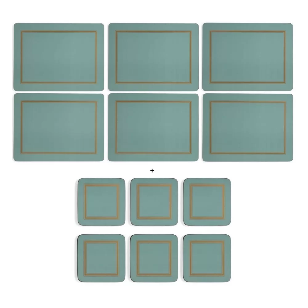 Light green classic pimpernel placemats and coasters set Light green classic pimpernel placemats and coasters set