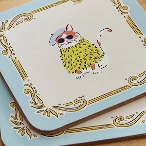 Cool Cats coaster by Ulster Weavers close up