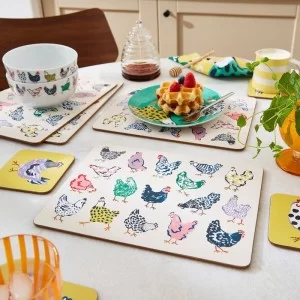 Chick Chicken Set of 4 Placemats by Ulster Weaver on dining table