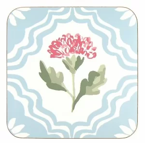 Ulster Weavers Boho Floral Coasters, blue with red flower