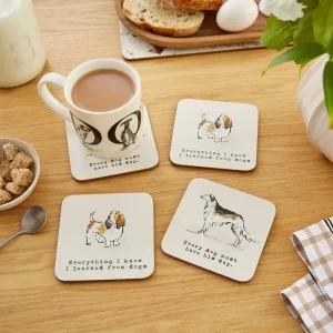 Country Dogs coasters by Ulster Weavers with mug of tea