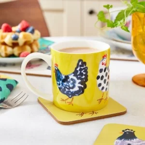 Chick Chicken yellow Coaster with mug of tea