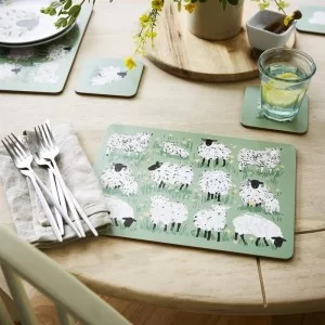 dining table with Ulster Weavers Woolly Sheep coasters