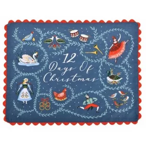 Set of 2 blue cotton placemats 12 Days of Christmas