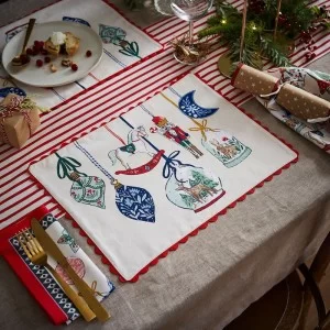 Ulster Weavers Cotton Placemats Christmas Ornaments on table
