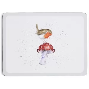 Wrendale Festive Friends Placemats robin on mushroom