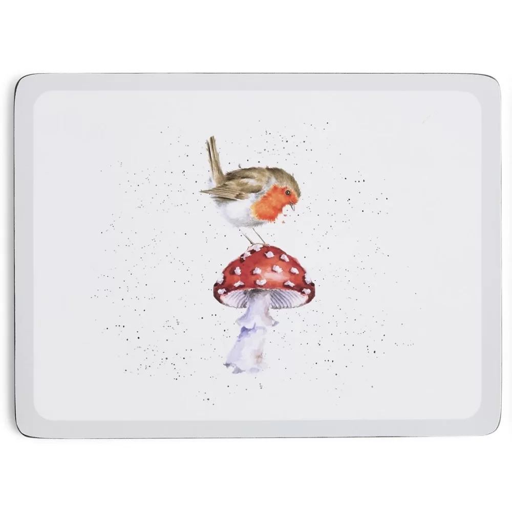 Wrendale Festive Friends Placemats robin on mushroom Wrendale Festive Friends Placemats robin on mushroom
