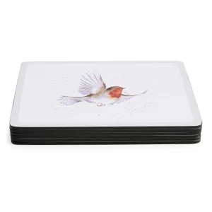 Wrendale Festive Friends Placemats stacked view with flying robin