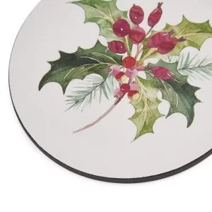Close up of Christmas Holly Round Botanic Garden Placemat