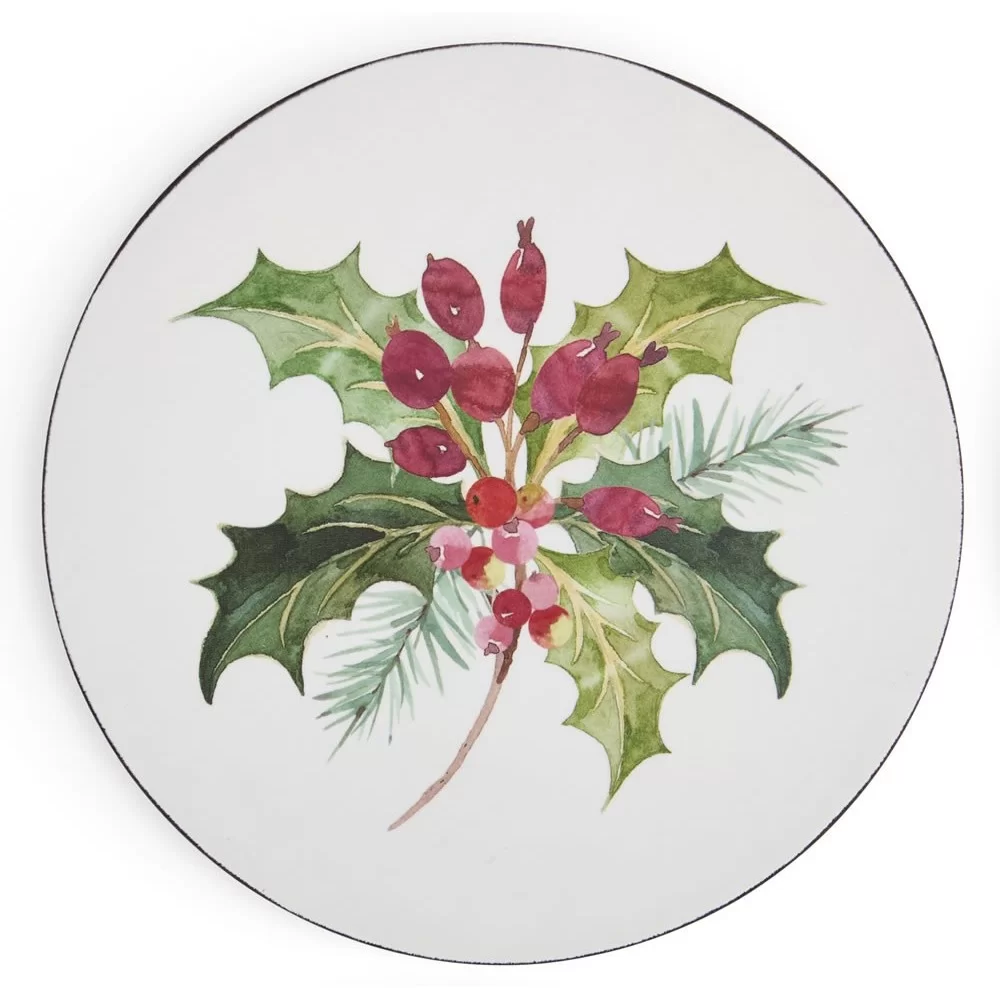 Christmas Holly Round Botanic Garden Placemat single Christmas Holly Round Botanic Garden Placemat single
