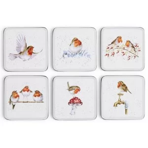 Festive Friends Wrendale Christmas Robins Coasters all 6