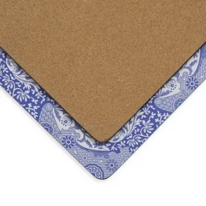Blue Italian Christmas Placemats cork backed view