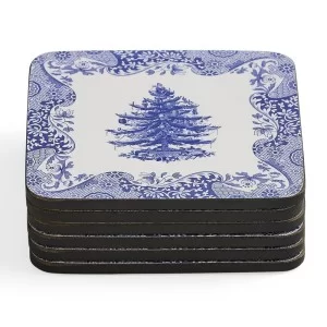 Blue Italian Christmas Coasters all 6 stacked