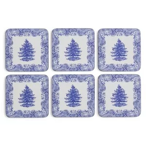 Blue Italian Christmas Coasters all 6