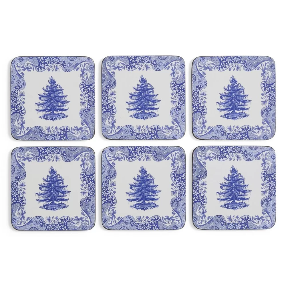 Blue Italian Christmas Coasters all 6 Blue Italian Christmas Coasters all 6