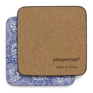 Blue Italian Christmas Coasters cork backed view